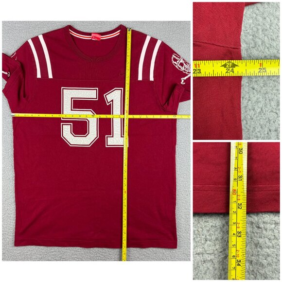 Vintage Nike Shirt Mens XXL 2XL Burgundy Red Label Jersey #51 Skull Helmet Y2K 1 - Picture 10 of 10